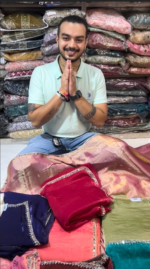 Mirror Work Border Saree