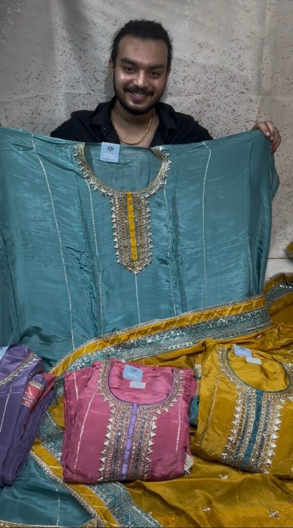 Contrast Dupatta Partywear Suit